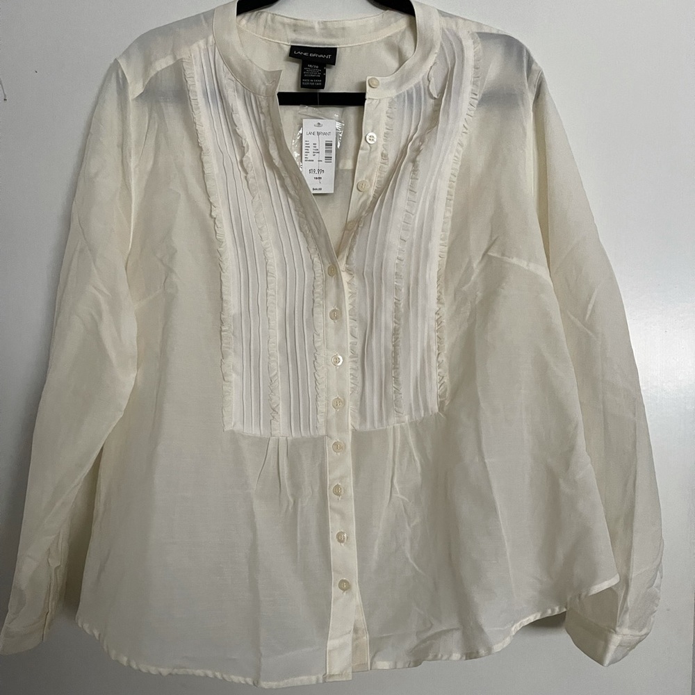 SOLD Lane Bryant Button and Ruffle Blouse